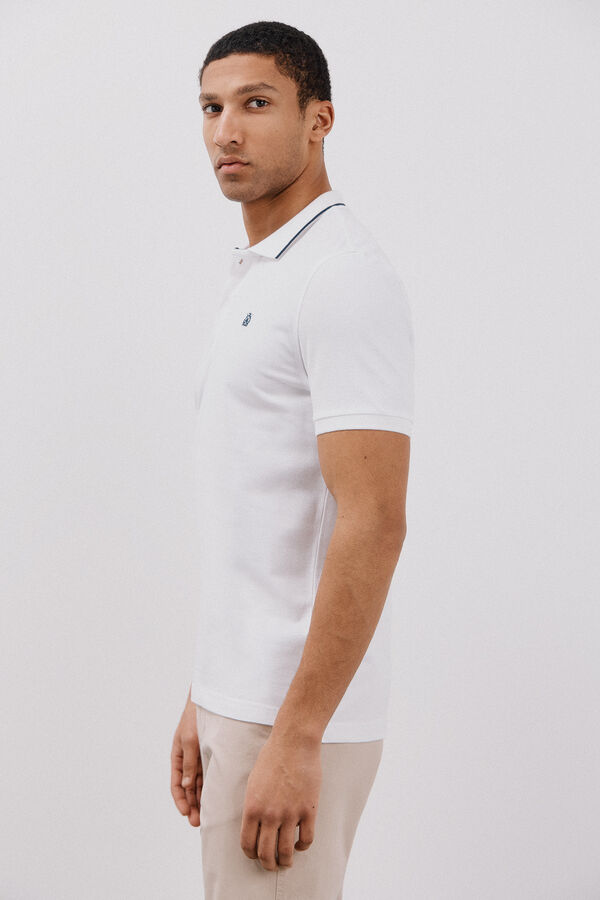 Cortefiel Polo with tips White