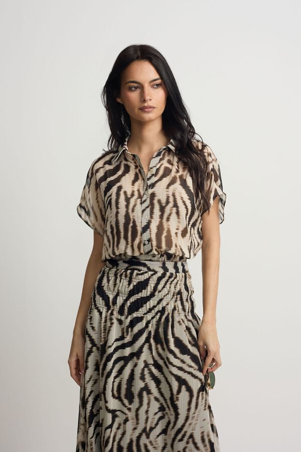 Silbon Blusa com estampado animal print Tostado