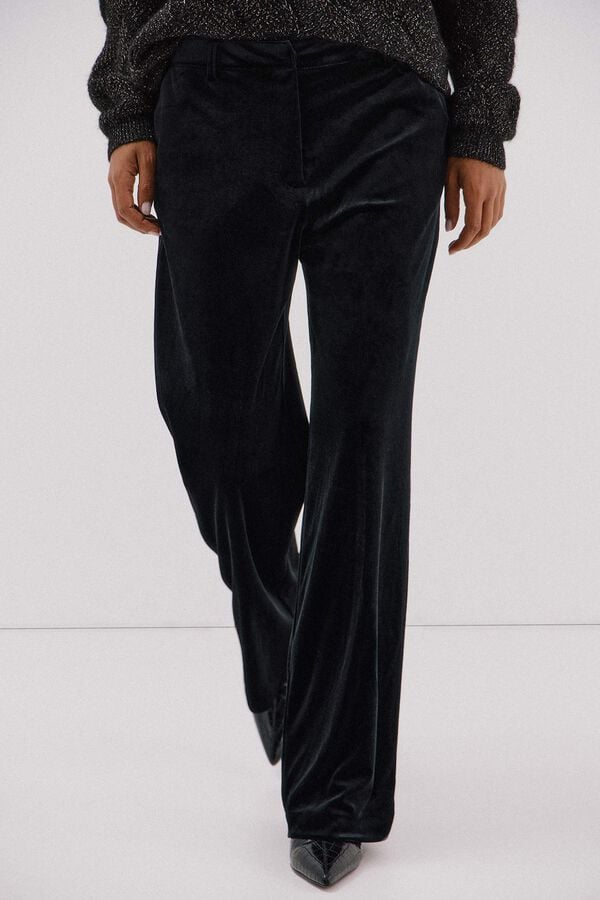 Cortefiel Velvet trousers Black