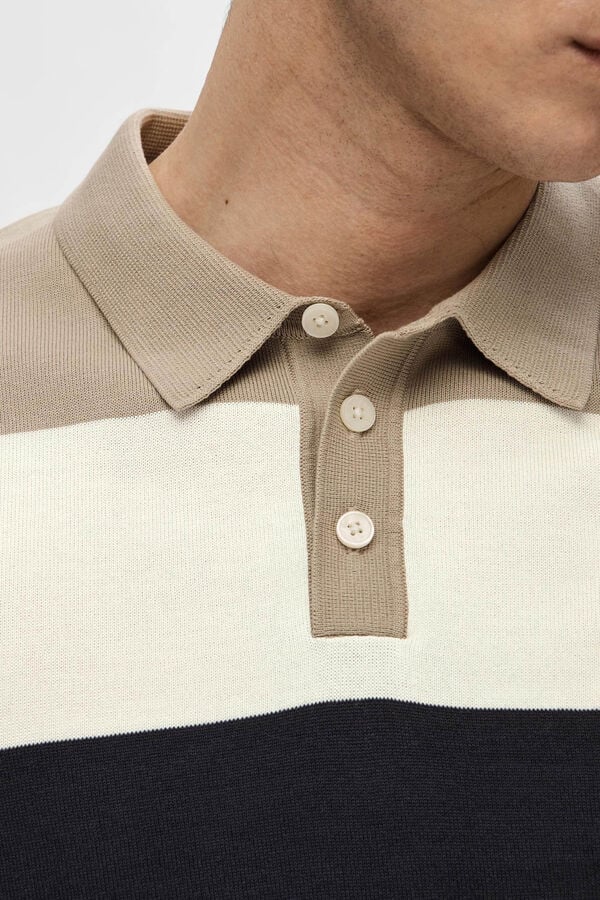 Cortefiel Multicoloured short sleeve jersey-knit polo shirt in 100% organic cotton. Grey