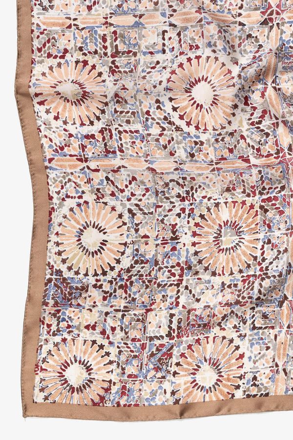 Vilanova Len&ccedil;o de cetim estampado Castanho