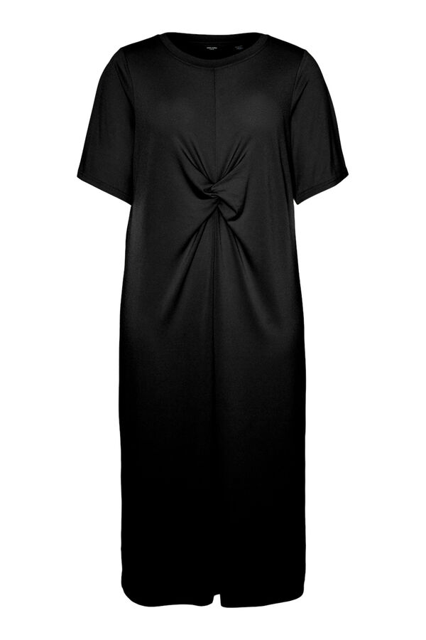 Cortefiel Vestido midi de manga corta talla grande Negro