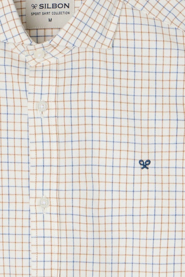 Silbon Camisa esportiva xadrez bicolor Dourado