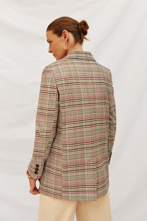Cortefiel Checked blazer Maroon