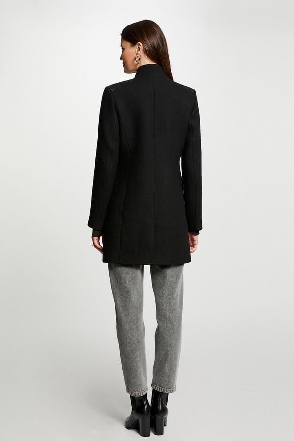 Cortefiel Long buttoned coat Black