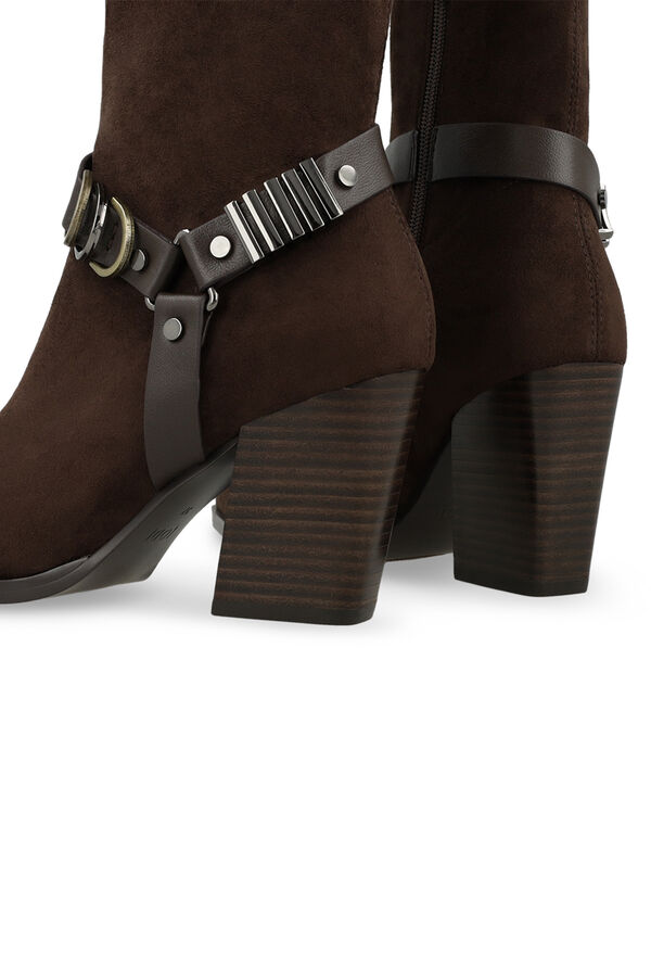 Lodi Metal ring cowboy ankle boots Dark brown