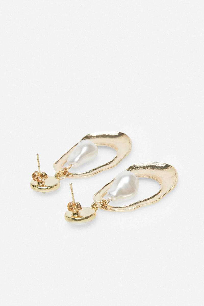 Cortefiel Hoop and pearl earrings Gold