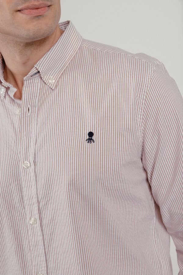 elPulpo Camisa casual em popelina Castanho