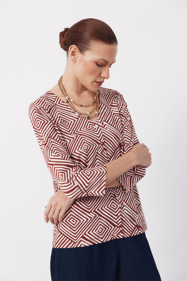 Cortefiel V- neckline top with buttons Multicolour