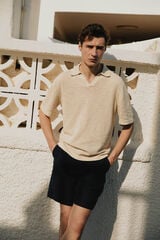 Cortefiel Embossed jersey-knit polo shirt in 100% organic cotton.  Grey