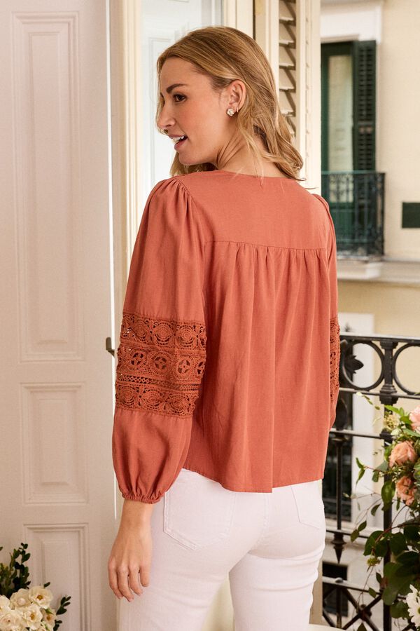 Pol&iacute;n Et Moi Camisa Troquelado Manuela Naranja