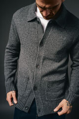 OOTO Casaco de malha botões e dois bolsos Cinzento