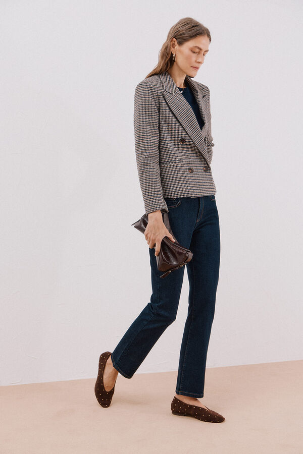 Cortefiel Cropped blazer Printed grey
