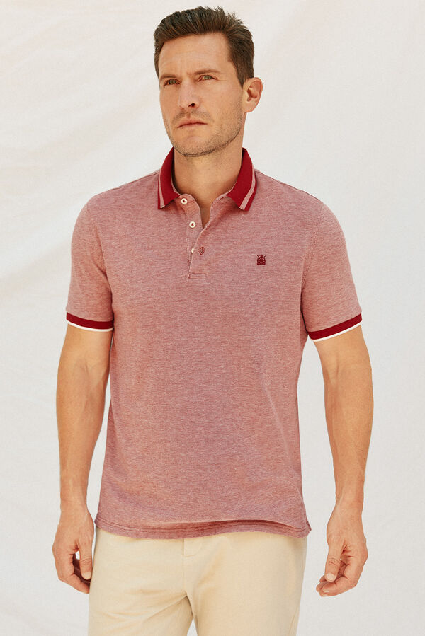 Cortefiel Oxford polo shirt Maroon