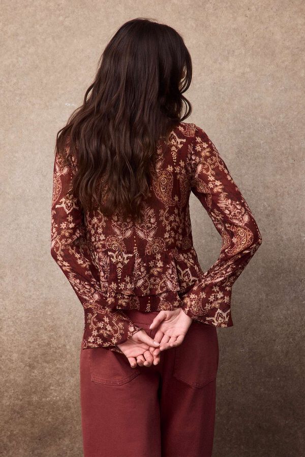 Slowlove Blusa estampada fluida Estampado granate