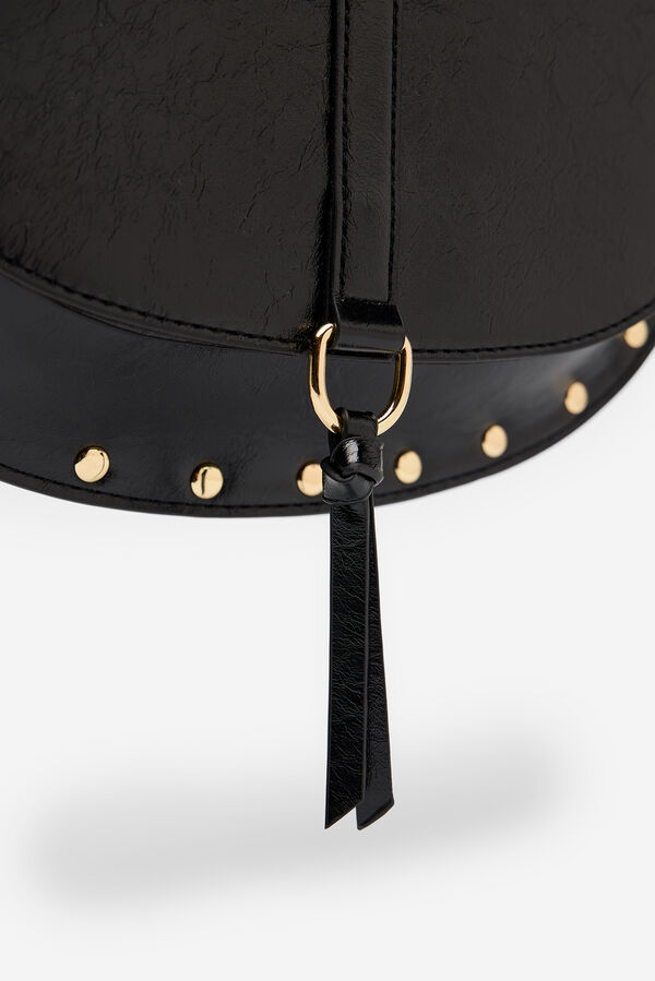 Cortefiel Crossbody bag with flap and tachahs Black