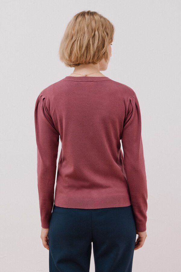 Cortefiel Jersey with ruffle trim Maroon