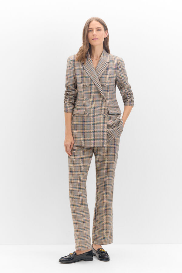 Cortefiel Checked crossed blazer Printed green