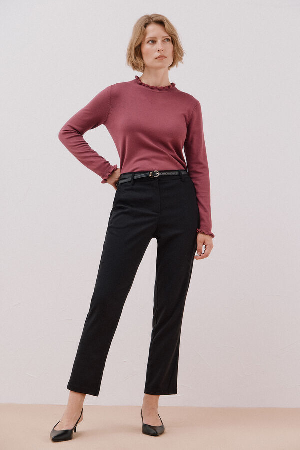 Cortefiel Falda evasé midi Negro
