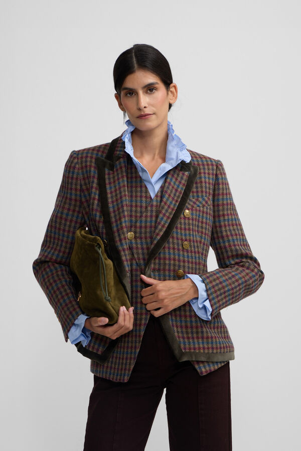 Silbon Blazer cl&aacute;ssico xadrez trespassado Verde