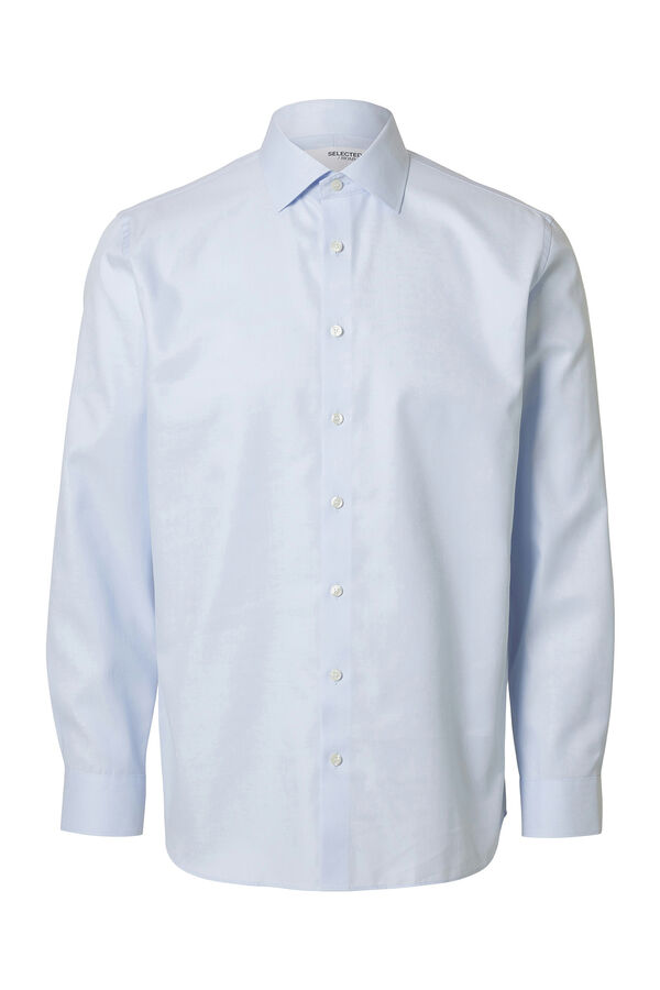 Selected Camisa de manga comprida elegante 100% algodão Azul