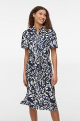 Vila Vestido midi estampado Azul
