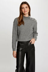 Cortefiel Long-sleeved jumper with buttons Kaki