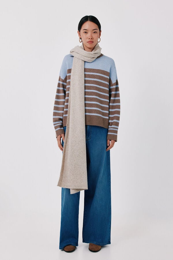 Cortefiel Striped soft jumper Beige