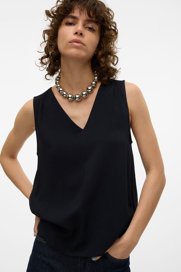 Vero Moda Top sem mangas e gola em bico Preto