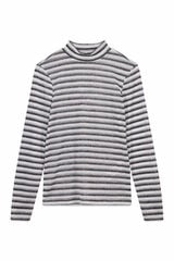 Slowlove Camiseta riscas de lurex com gola alta Cinzento