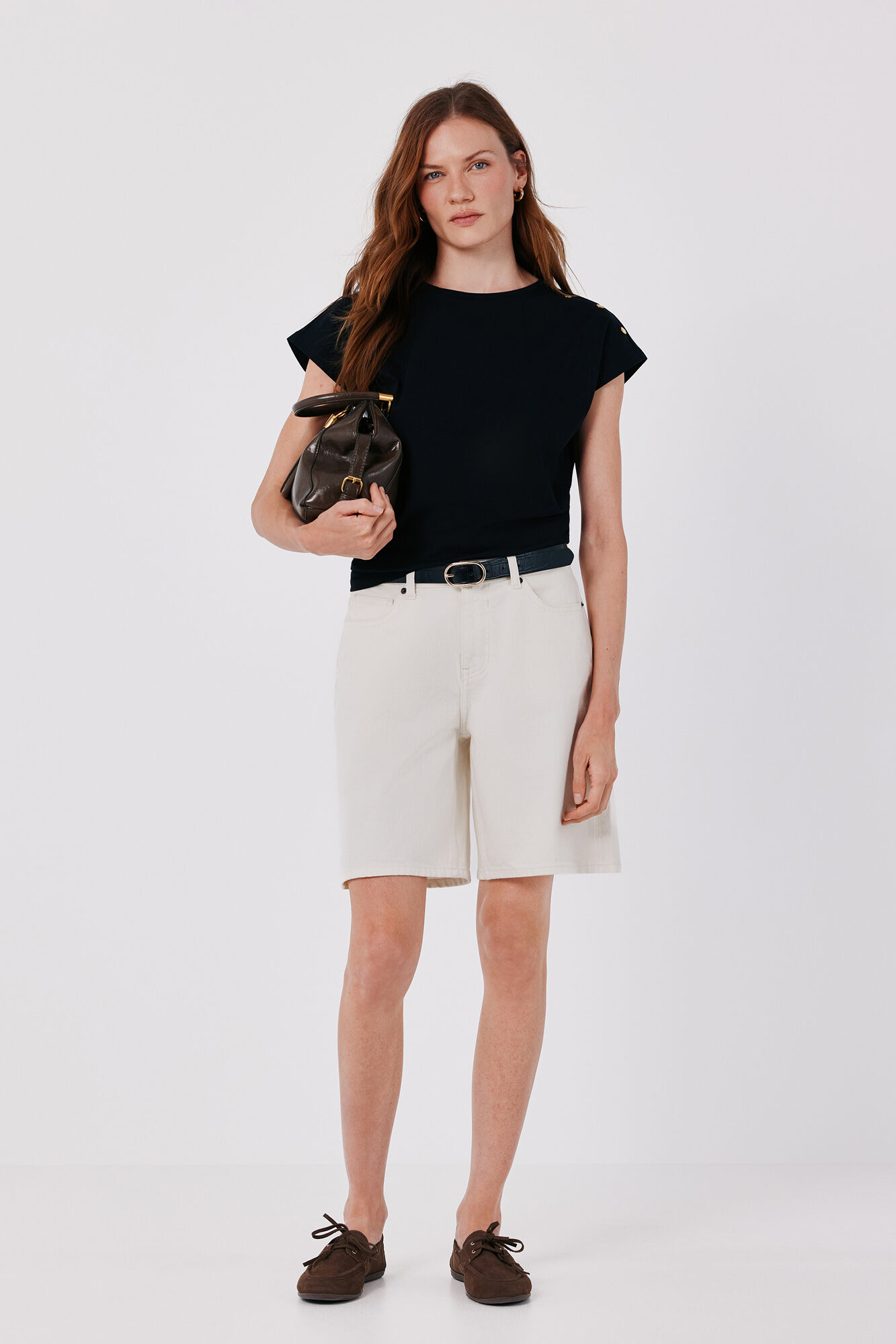 Cortefiel Basic t-shirt with gold buttons