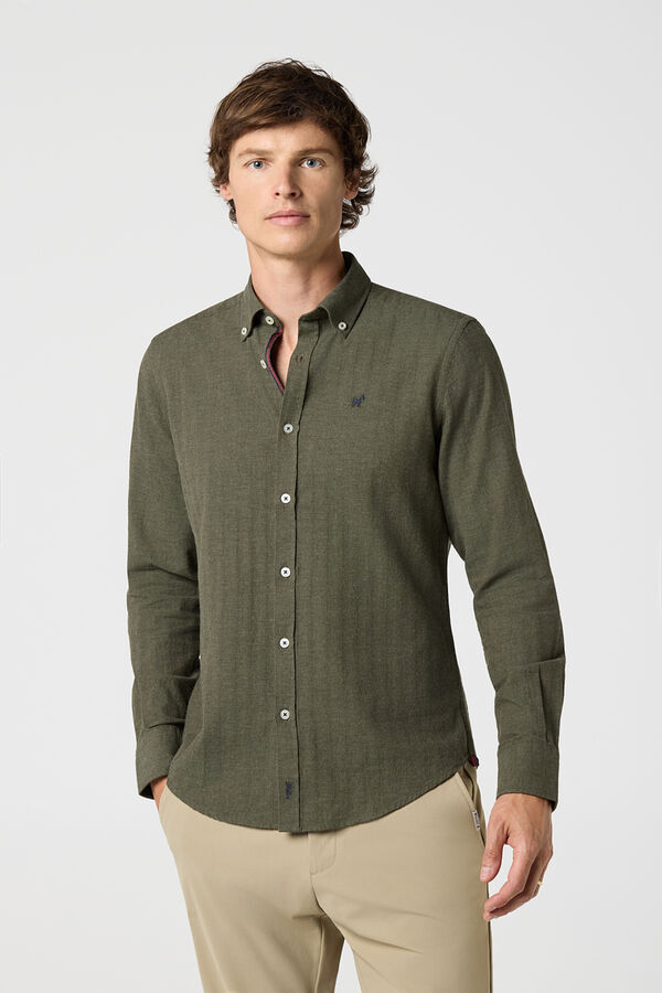 Williot Camisa em flanela de espiga Verde