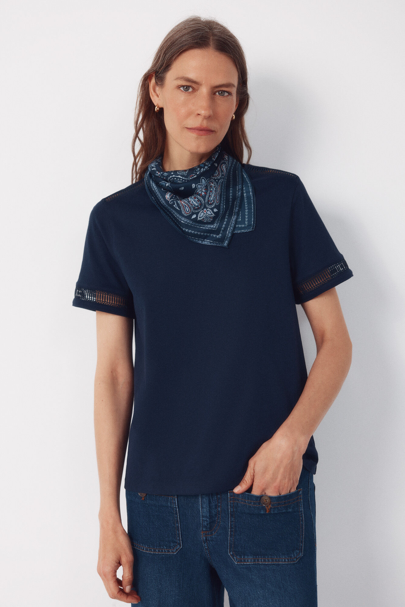 Cortefiel Hemstitch detail t-shirt