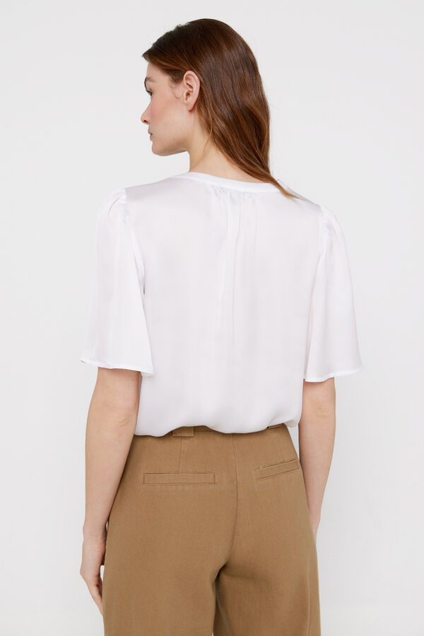 Cortefiel Printed fluid blouse White