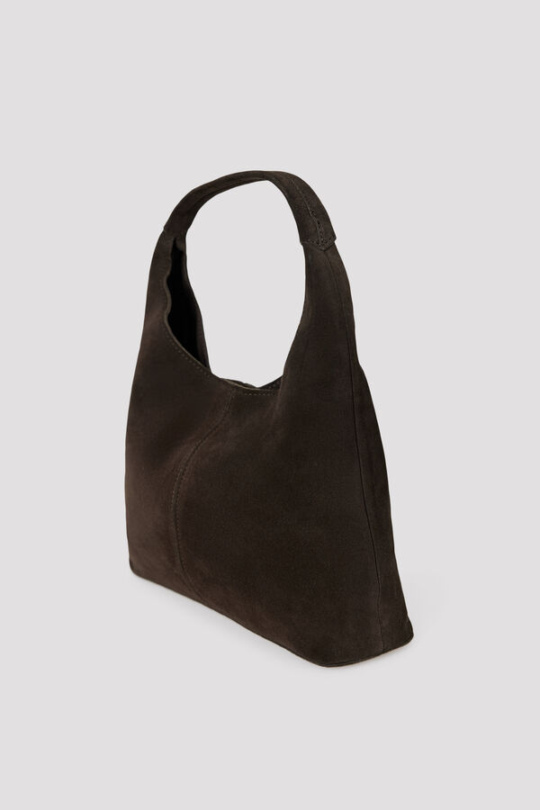 Cortefiel Leather mini hobo bag Nude
