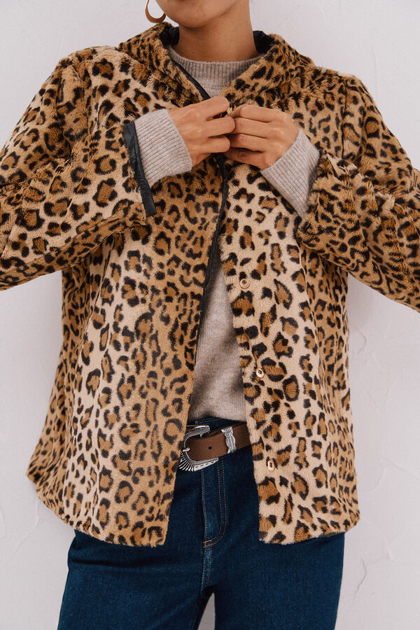 Cortefiel Blusão curto reversível efeito pelo Preto