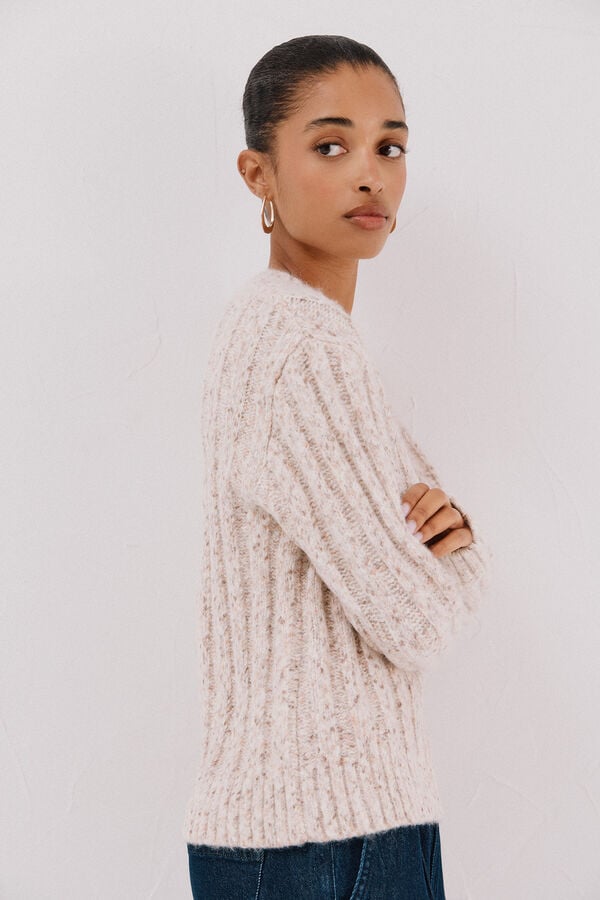 Cortefiel Suéter de malha torcida Ecru