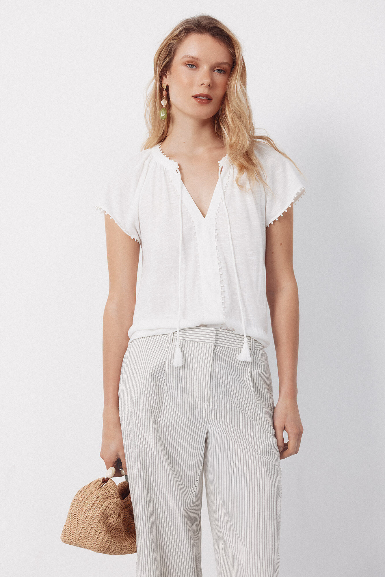 Cortefiel Flowy t-shirt with trim