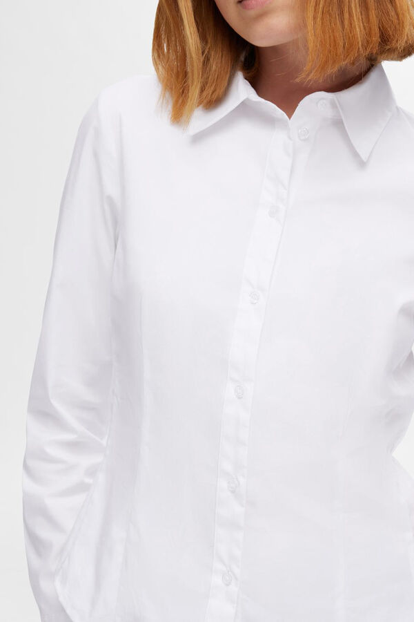 Cortefiel Camisa de manga larga Slim Fit confeccionada con algodón orgánico. Blanco