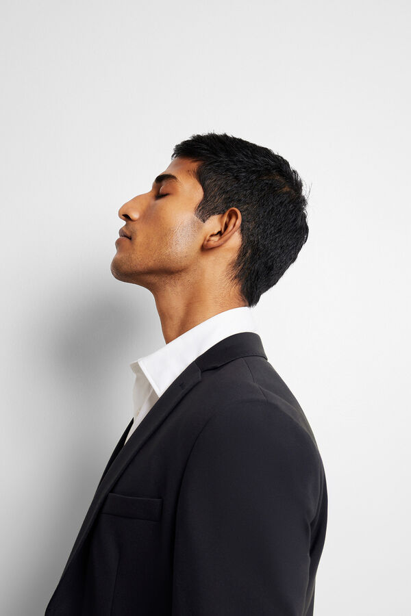 Selected Blazer Slim Fit estilo malha confecionado com Lenzing Ecovero Azul