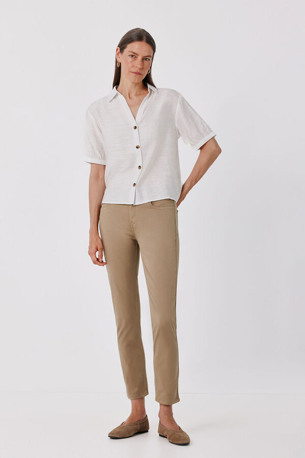 Cortefiel Jeans skinny crop color Tostado