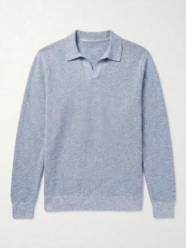 Cortefiel Torzal long sleeve polo shirt Blue