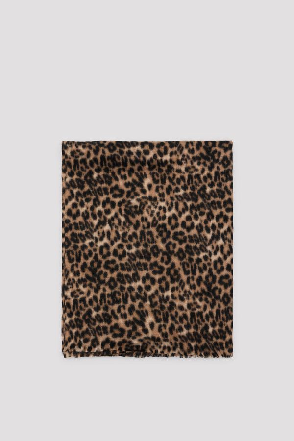 Cortefiel Leopard print scarf Printed brown