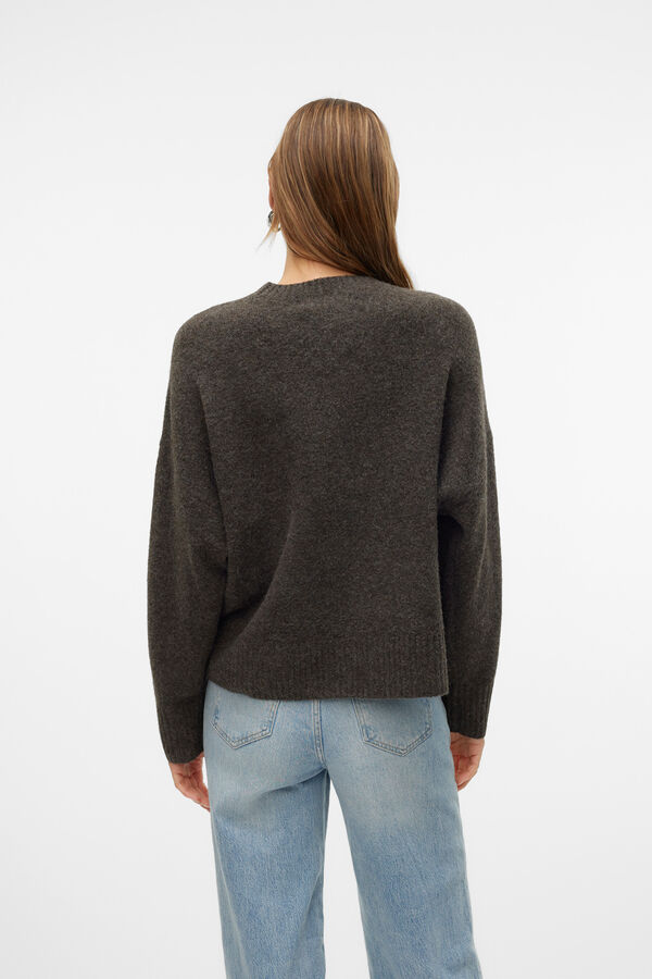 Vero Moda Jersey de punto cuello redondo Marrón oscuro