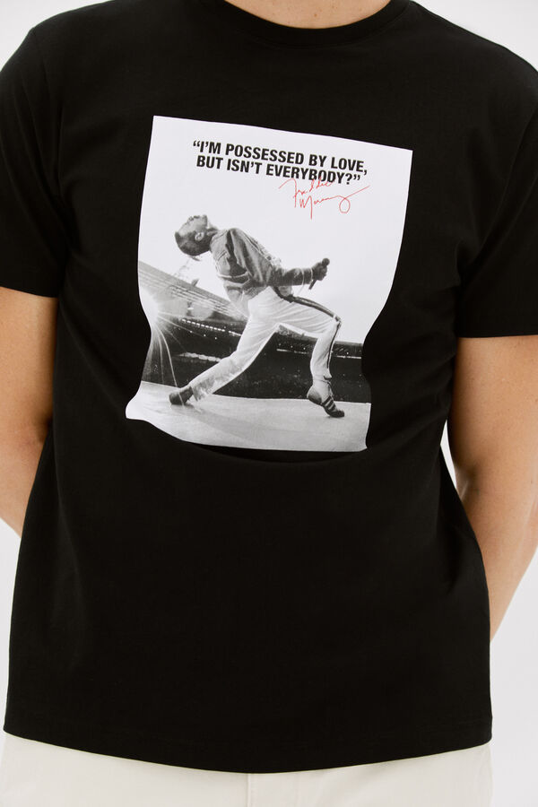 Cortefiel Freddie Mercury licensed T-shirt Black
