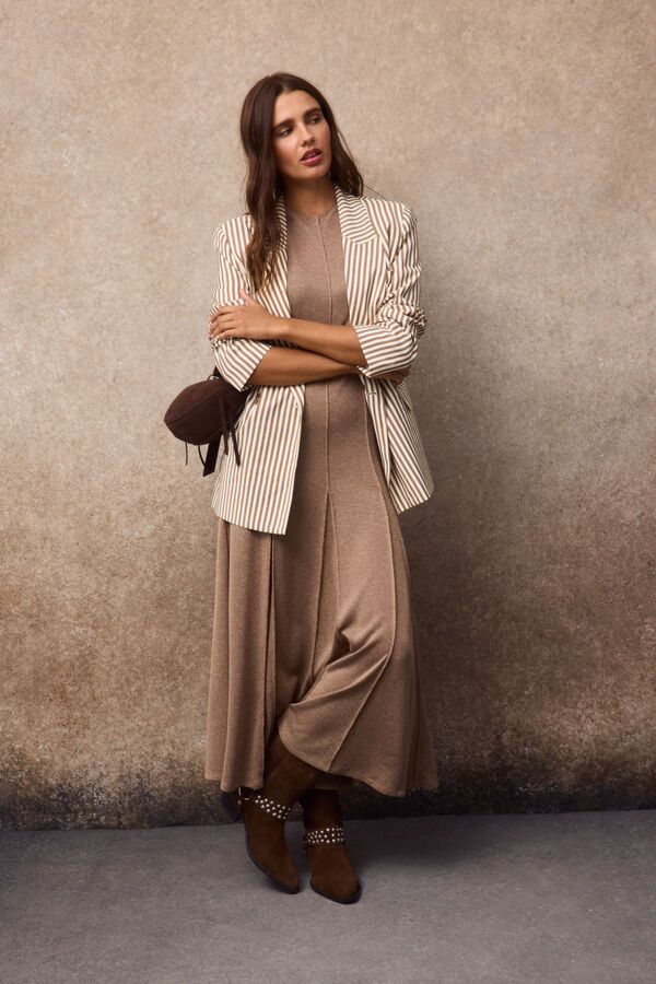 Slowlove Blazer oversized de riscas Castanho