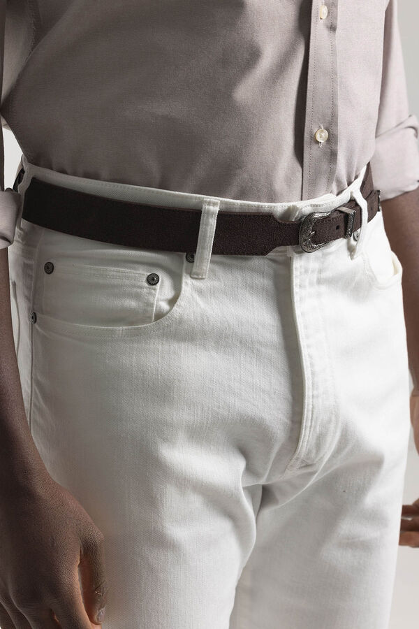Cortefiel Denim high waist trousers White