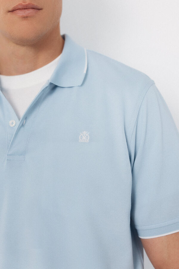 Cortefiel Coolmax&reg; jacquard collar polo shirt Blue