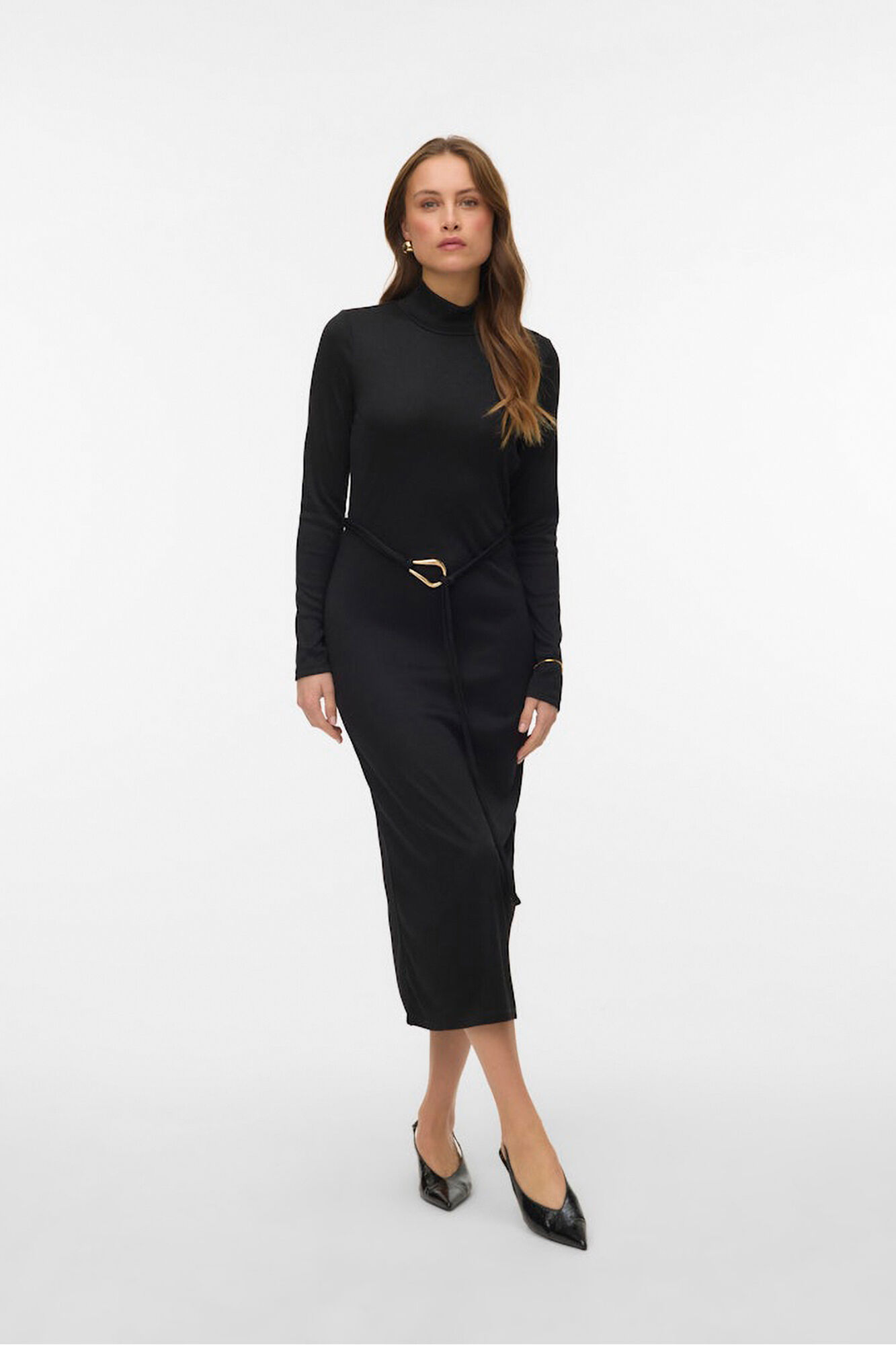 Vero Moda Vestido midi de malha com gola malha