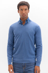 Cortefiel Cotton/cashmere V-neck jumper Blue